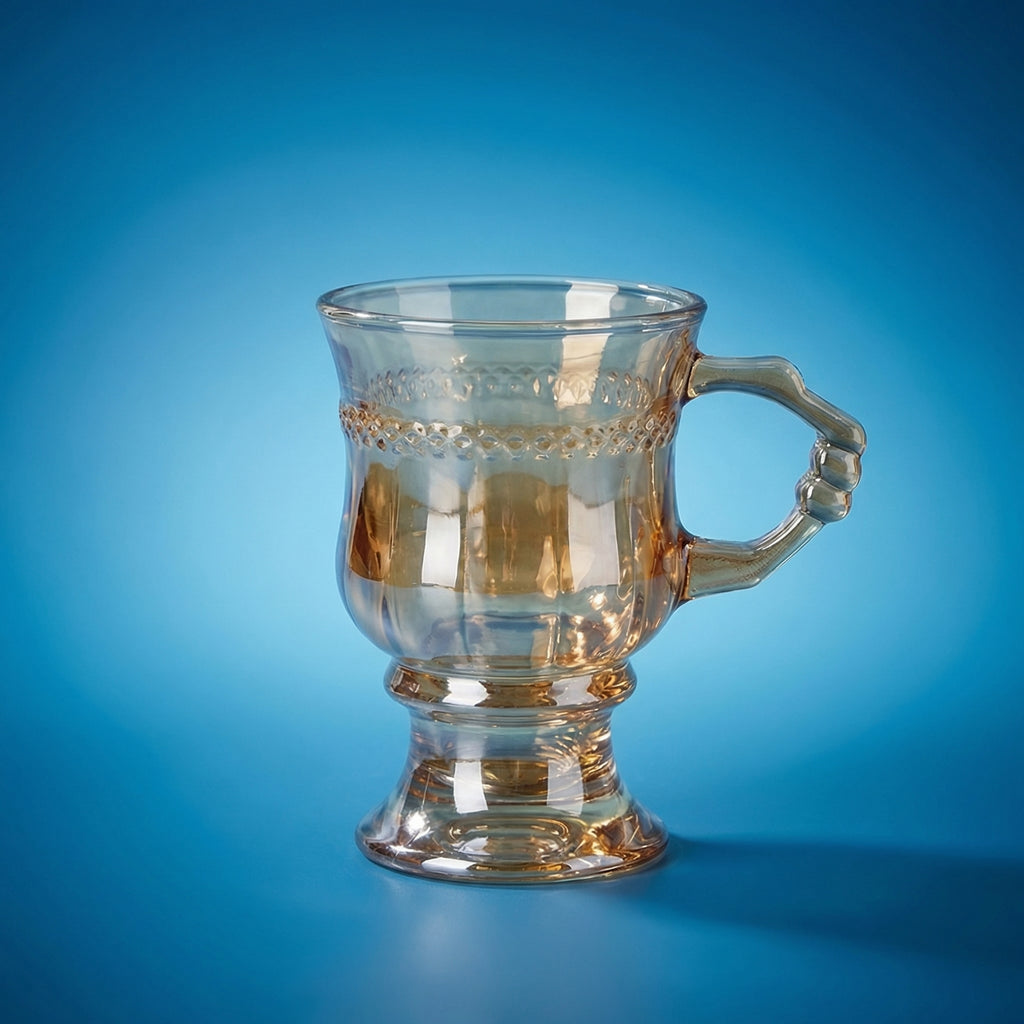 Vintage Amber Iridescent Glass Mug